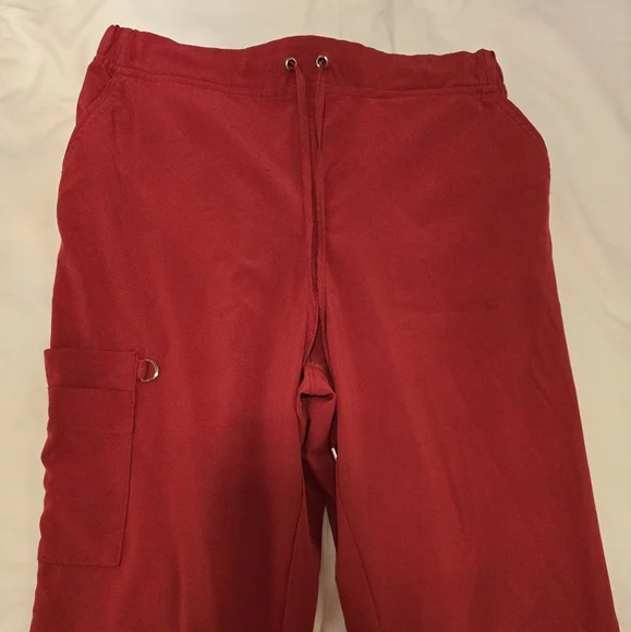 Red Drawstring Scrub Pants - Picture 2 of 3